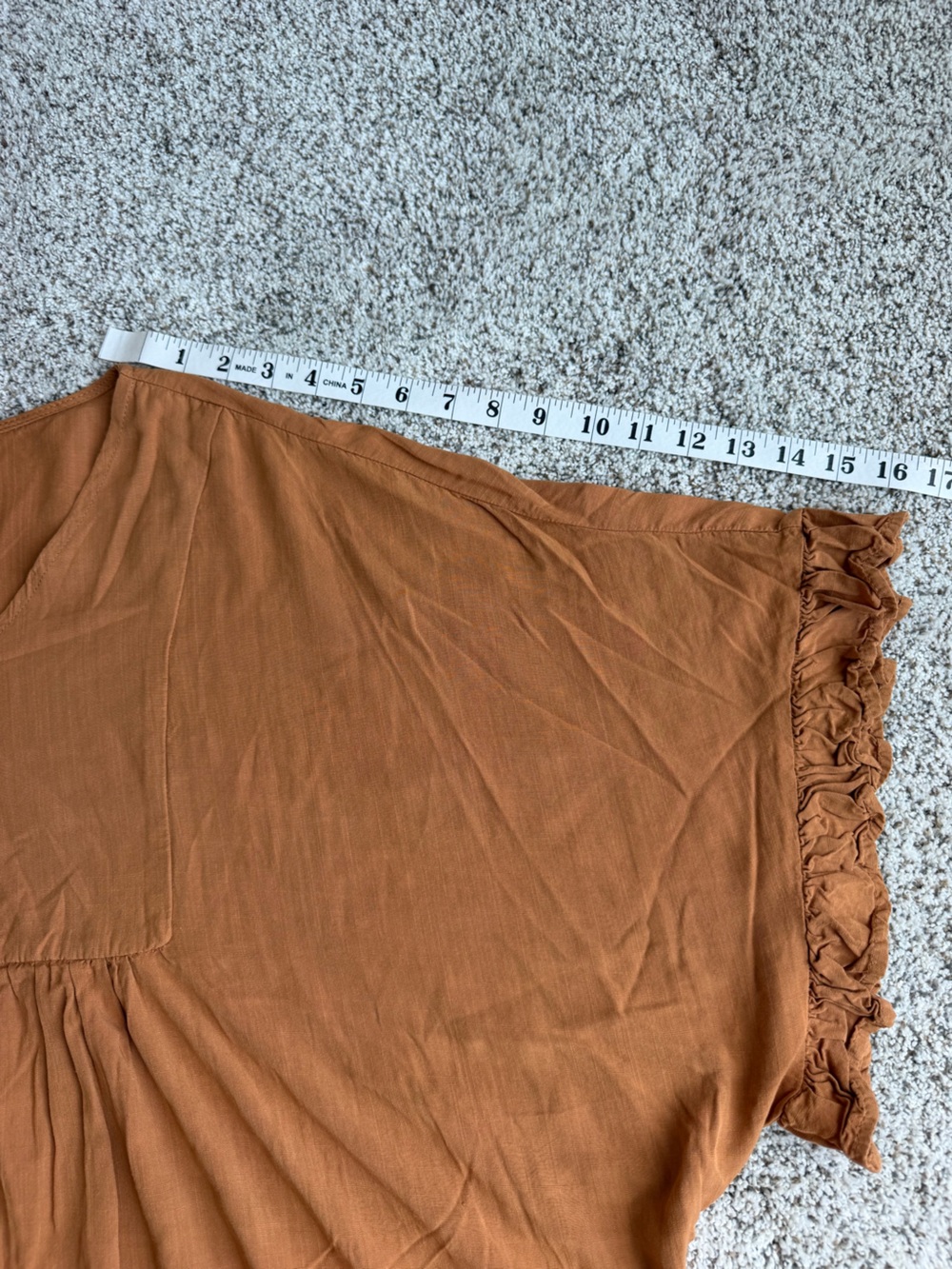 Andrée by Unit 1X Rust Dolman Sleeve Boho Rayon Blouse Relaxed V-Neck Top - Picture 10 of 11